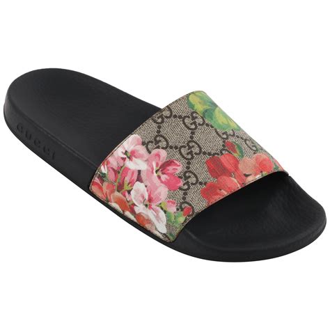 gucci supreme gg blooms chai|Gg Supreme canvas slides.